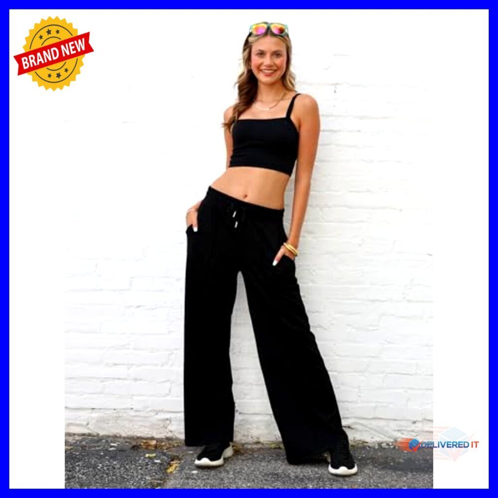 Women's Straight Leg Track Pants with Zipper Pockets, Athletic Running - Picture 3 of 7
